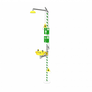 STAINLESS STEEL SELF-DRAINING EMERGENCU SHOWER WITH EYEWASH